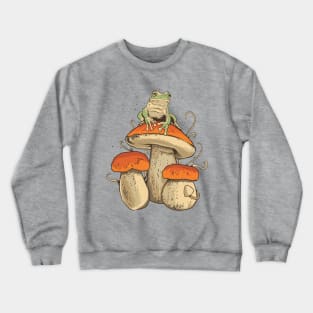 Cottagecore Aesthetic Frog On A Mushroom Crewneck Sweatshirt